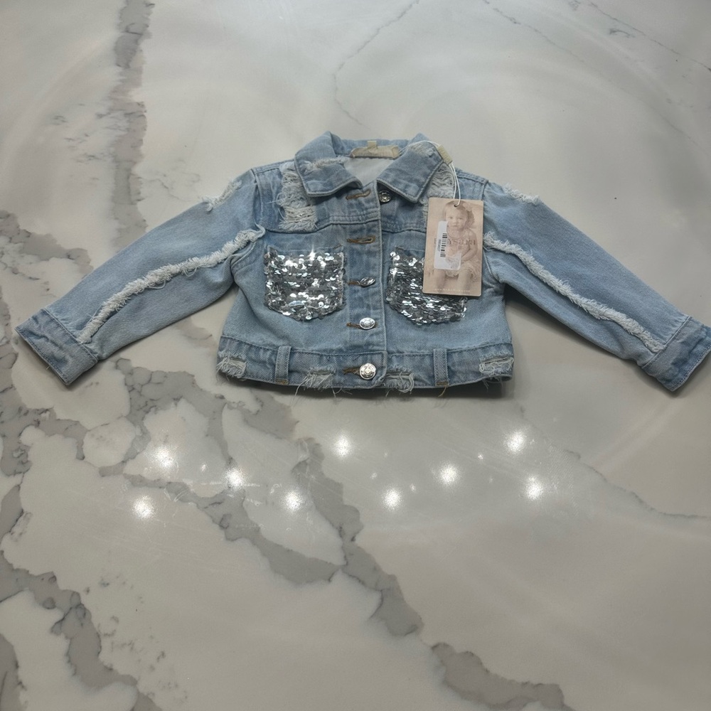 Baby Sara Sequin Pocket Denim Jacket for Kids 24m